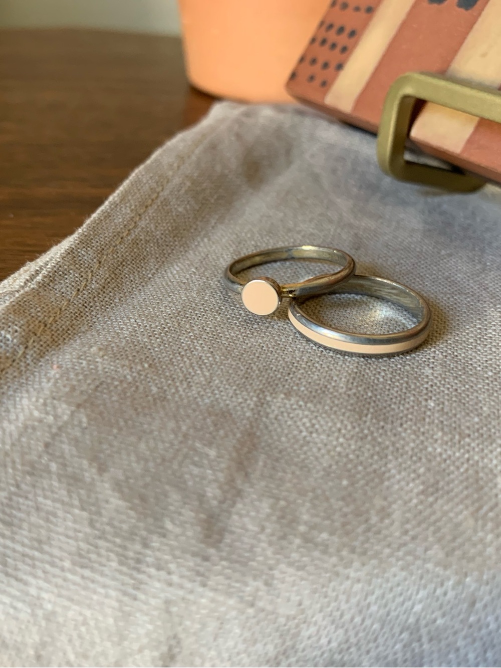 Stacking Rings in Silver & Peach